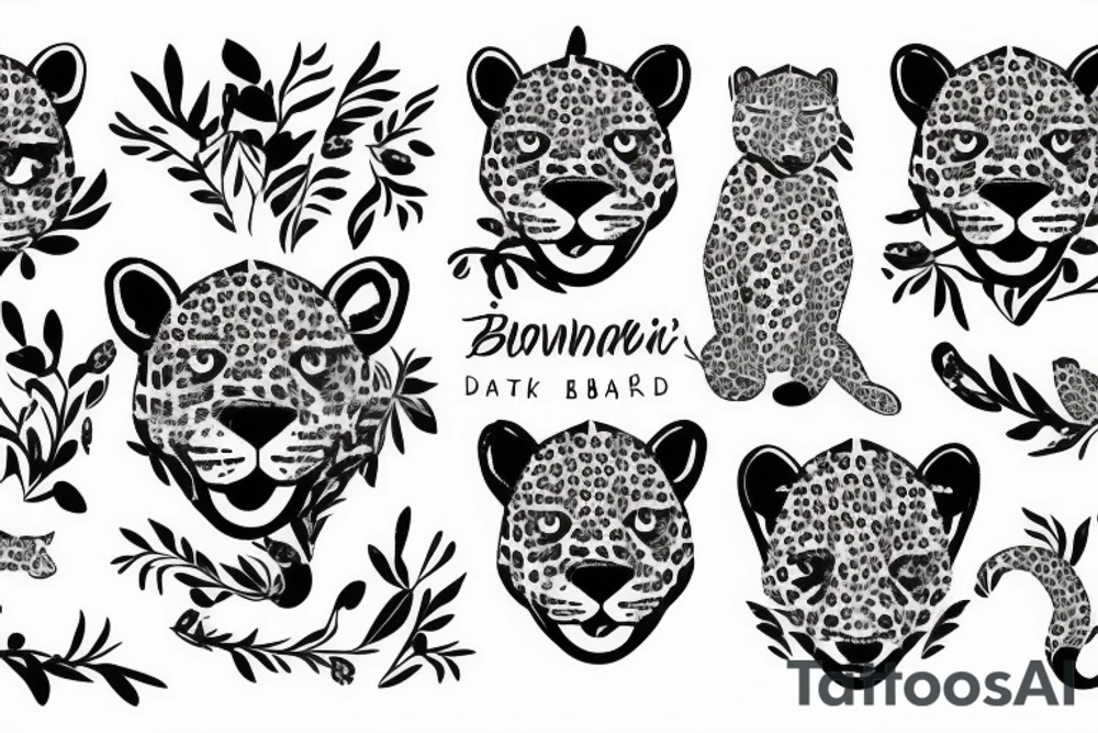 leopard with flowers tattoo idea