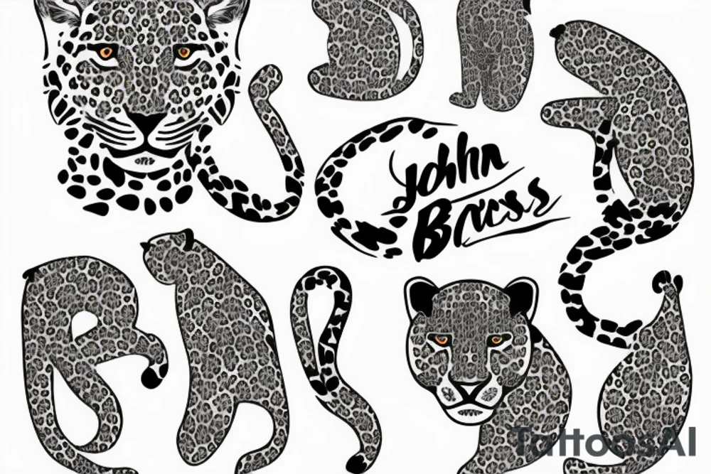 leopard with flowers tattoo idea
