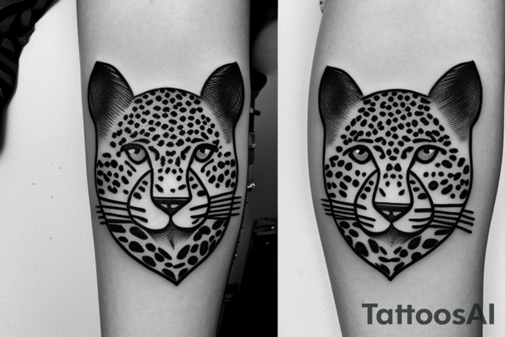 leopard with flowers tattoo idea