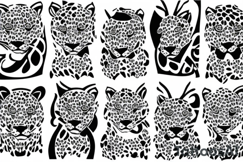 leopard and peony tattoo idea