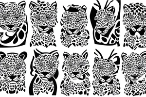 leopard and peony tattoo idea