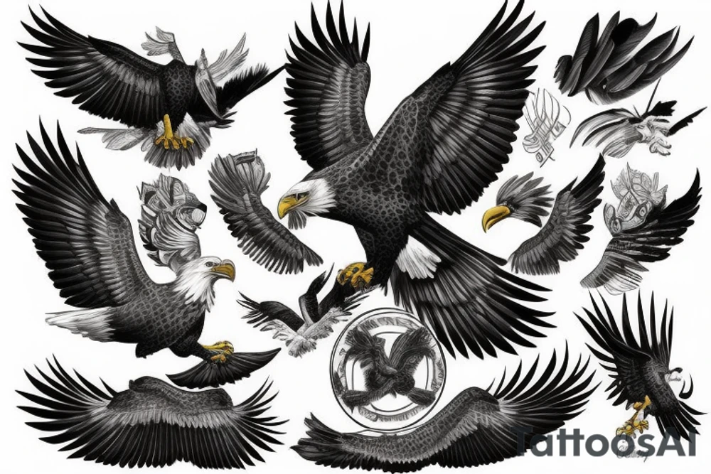 Eagle on chest tattoo idea