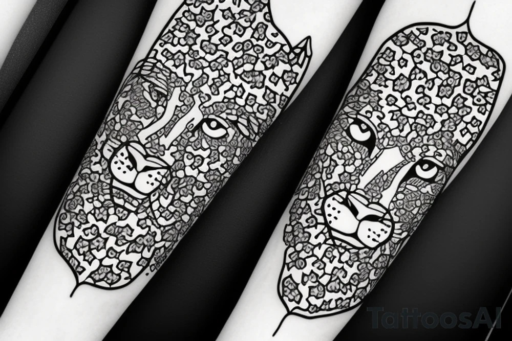 leopard and flowers tattoo idea