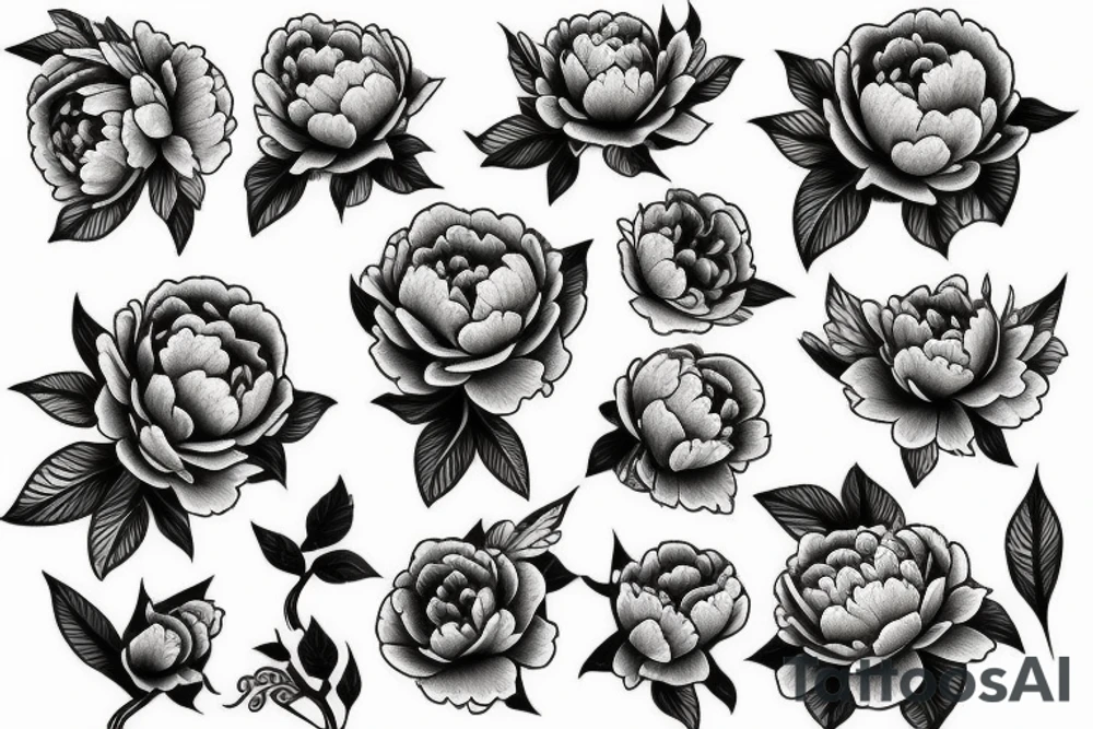 Peony and dagger tattoo idea