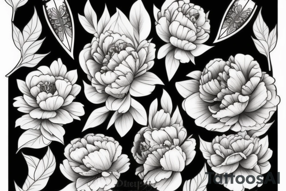Peony and dagger tattoo idea