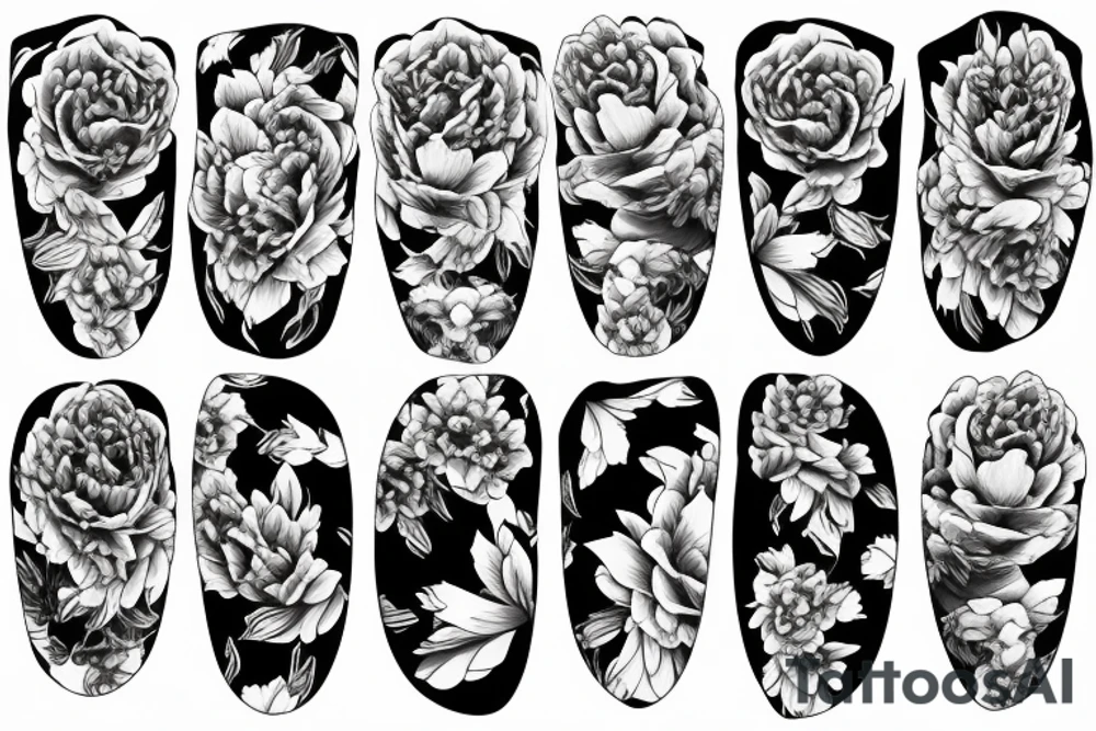 Peony flowing tattoo idea