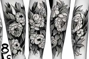 Peony flowing with cherry blossums tattoo idea