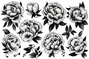 Peony flowing with cherry blossums tattoo idea