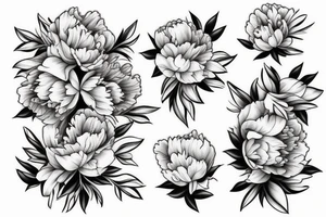 Peony flowing with cherry blossums tattoo idea
