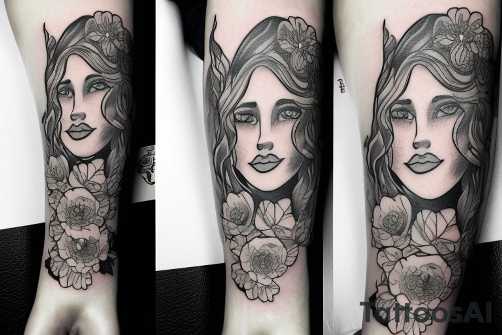 Elf with flowers tattoo idea