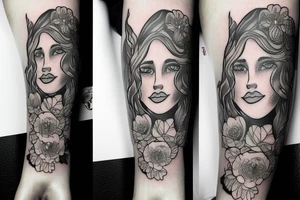 Elf with flowers tattoo idea