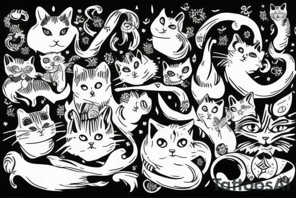 Cats on hand tattoo idea