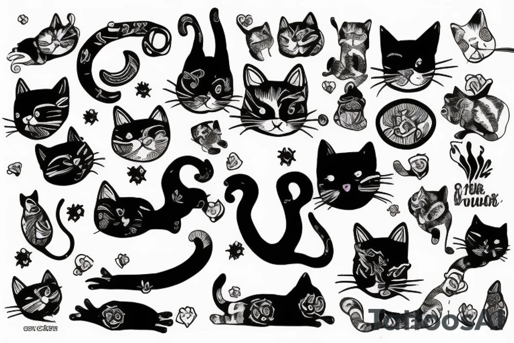 Cats on hand tattoo idea