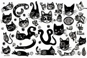 Cats on hand tattoo idea