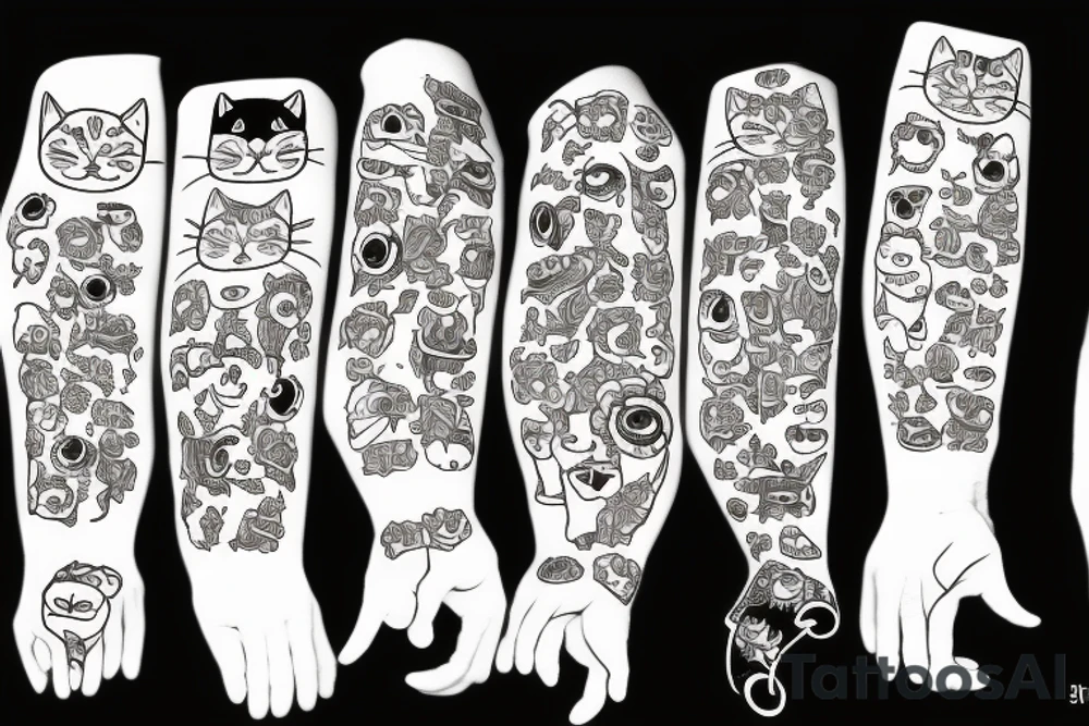 Cats on hand tattoo idea