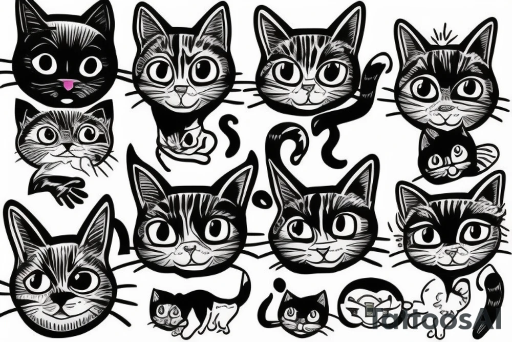 Cats on hand tattoo idea