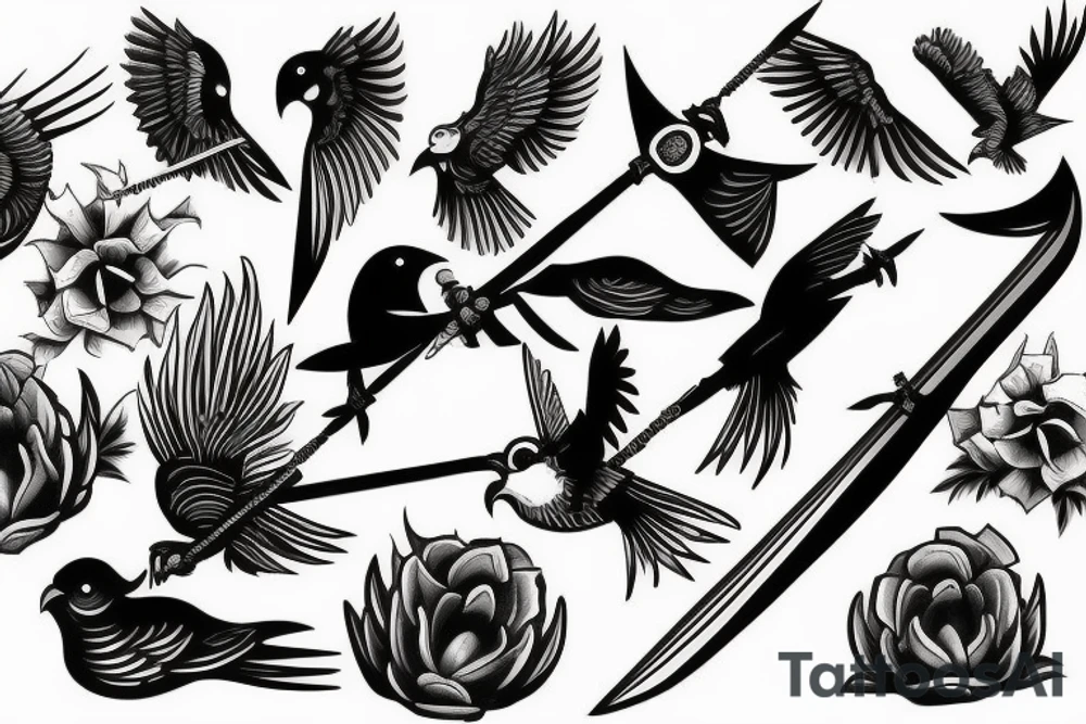 Bird sword tattoo idea