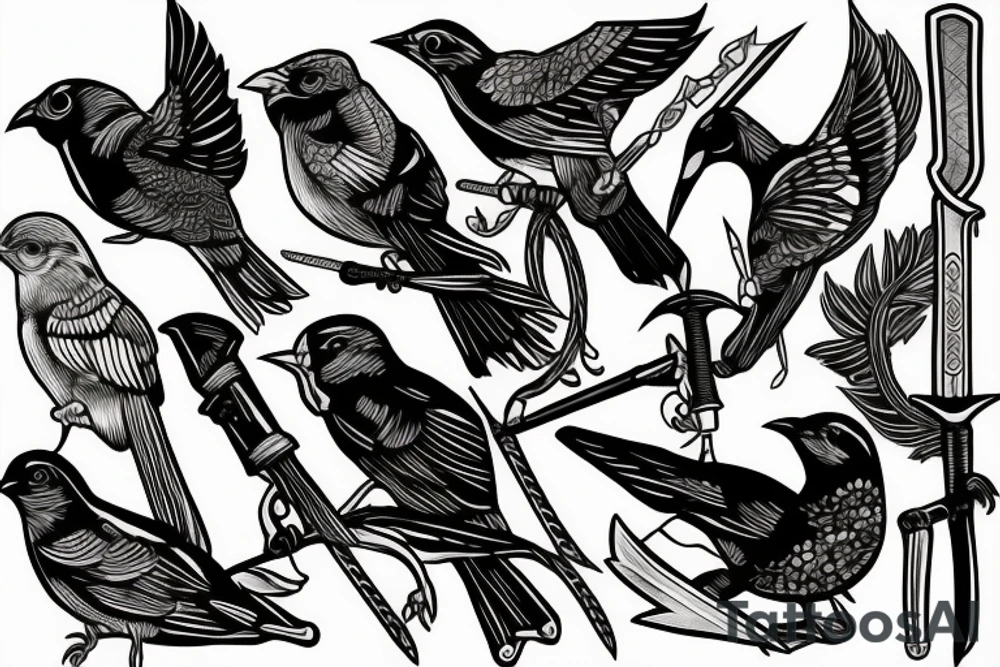 Bird sword tattoo idea