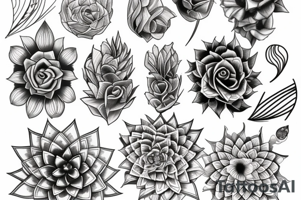 Neo traditional fibonacci sequence tattoo idea