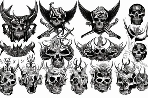 Satan on a throne of skulls tattoo idea