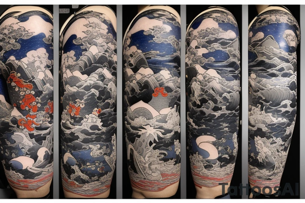 it should include themes of engineering, japan, Space, Stoicism and warrior tattoo idea