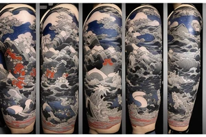 it should include themes of engineering, japan, Space, Stoicism and warrior tattoo idea