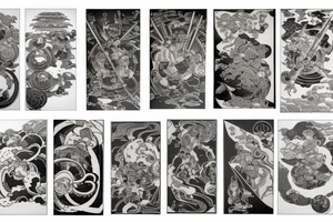 it should include themes of engineering, japan, Space, Stoicism and warrior tattoo idea