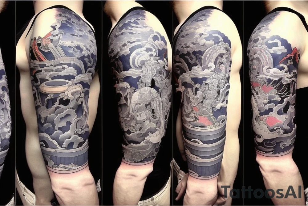 it should include themes of engineering, japan, Space, Stoicism and warrior tattoo idea