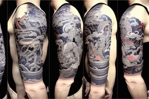 it should include themes of engineering, japan, Space, Stoicism and warrior tattoo idea