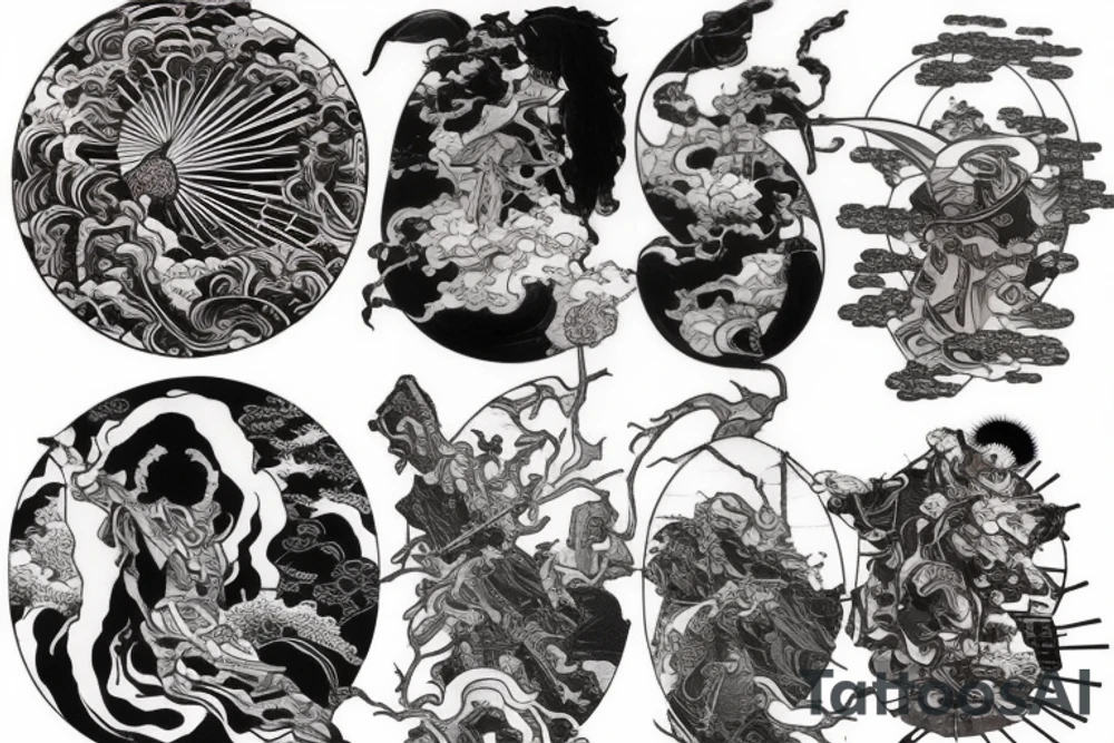 it should include themes of engineering, japan, Space, Stoicism and warrior tattoo idea