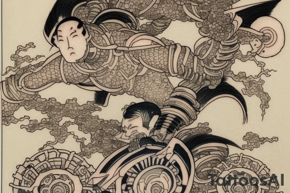 it should include themes of engineering, japan, Space, Stoicism and warrior tattoo idea
