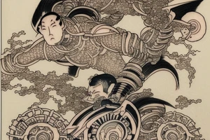 it should include themes of engineering, japan, Space, Stoicism and warrior tattoo idea