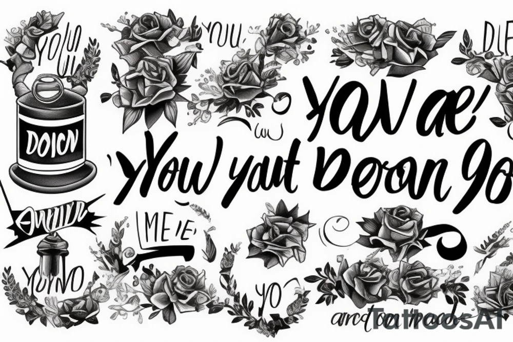 A phrase as its scrach on a wall "You are not done yet" tattoo idea