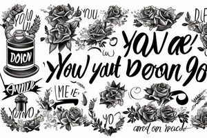 A phrase as its scrach on a wall "You are not done yet" tattoo idea