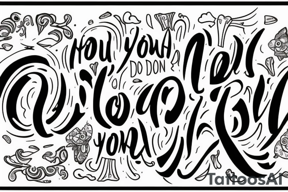 A phrase as its scrach on a wall "You are not done yet" tattoo idea