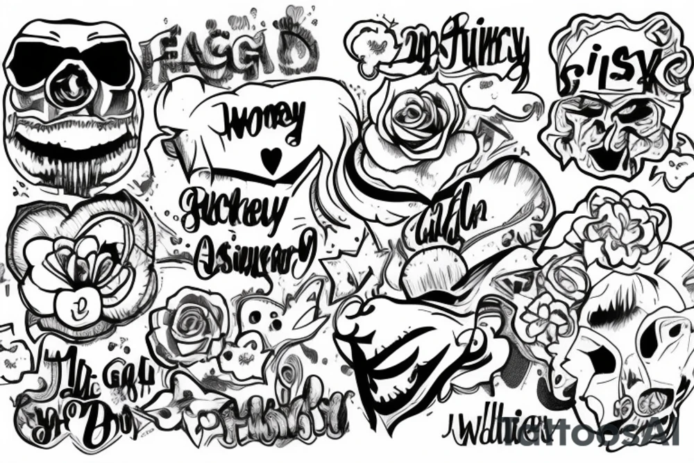 sissy faggot wording tattoo idea