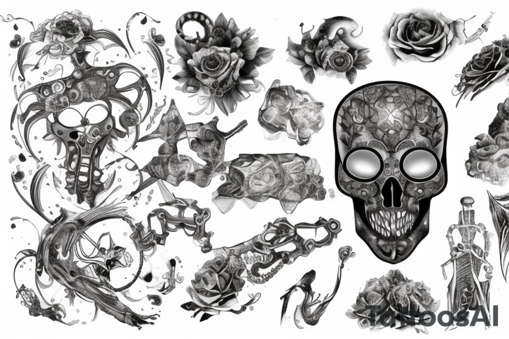 Лысый, разбитый череп tattoo idea
