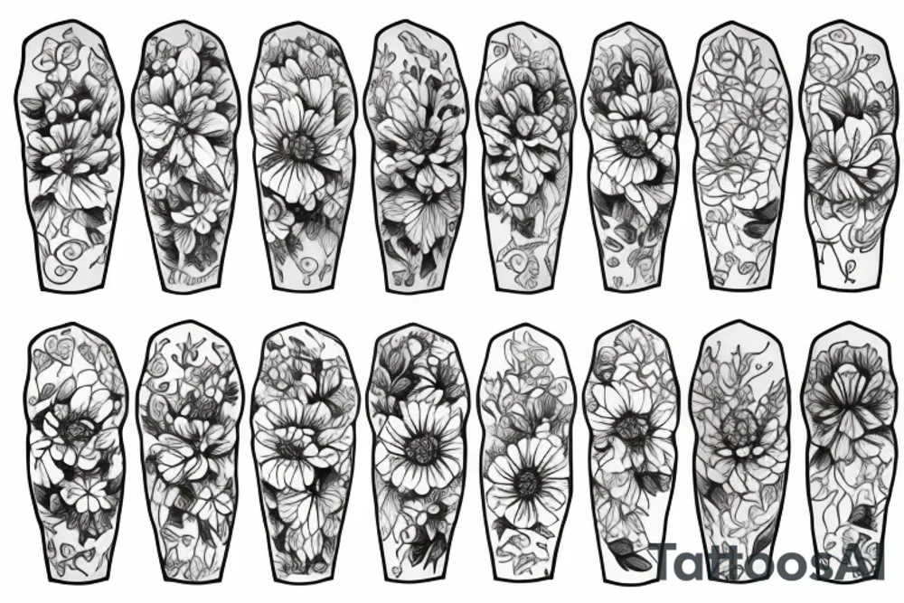 Upper leg, flowers, peonies, colorful tattoo idea