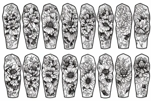 Upper leg, flowers, peonies, colorful tattoo idea