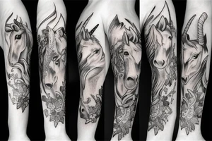 unicorn which pierces himself with his corn tattoo idea