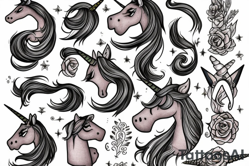 unicorn which pierces himself with his corn tattoo idea