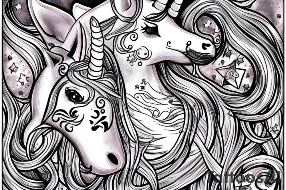 unicorn which pierces himself with his horn tattoo idea