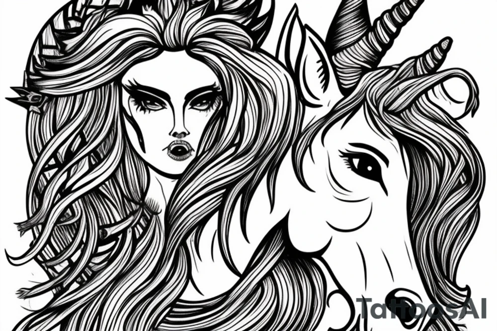 unicorn which pierces himself with his horn tattoo idea