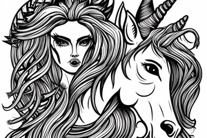 unicorn which pierces himself with his horn tattoo idea
