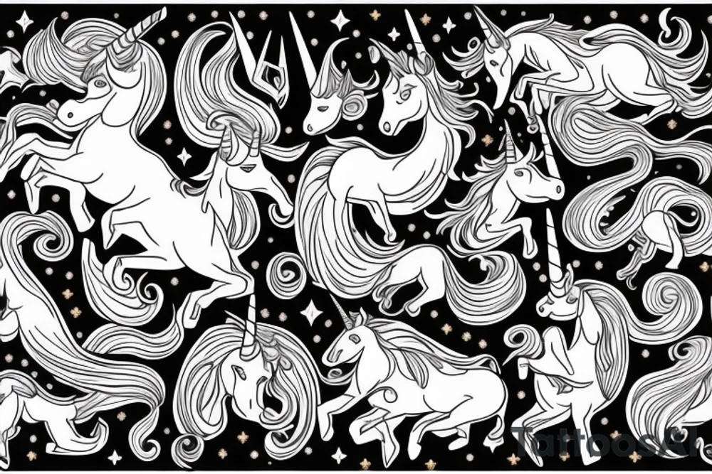 unicorn which pierces himself with his horn tattoo idea
