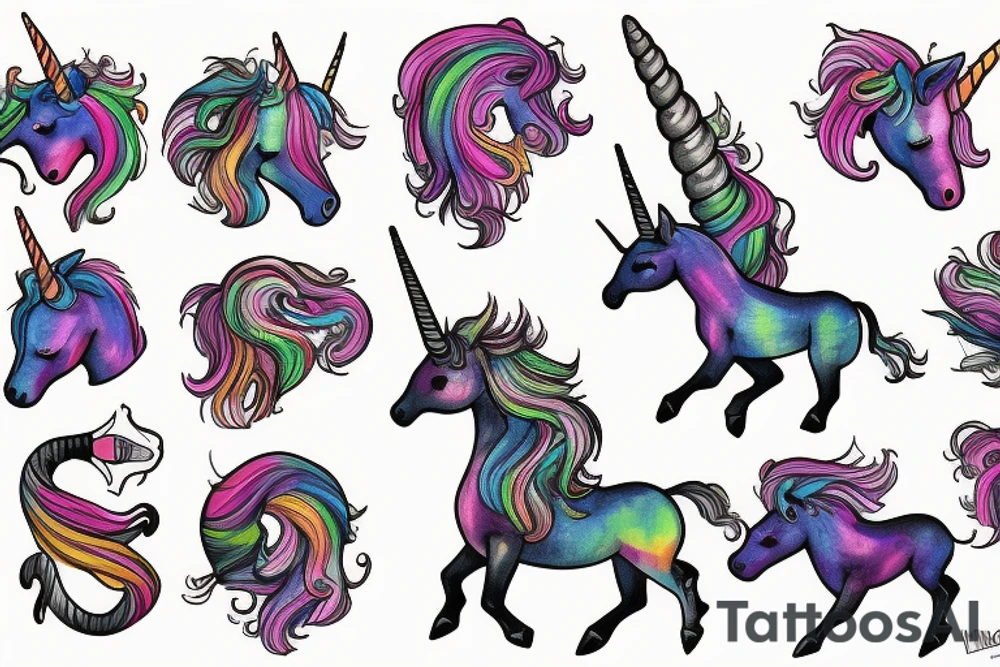 unicorn kills himself with his horn tattoo idea