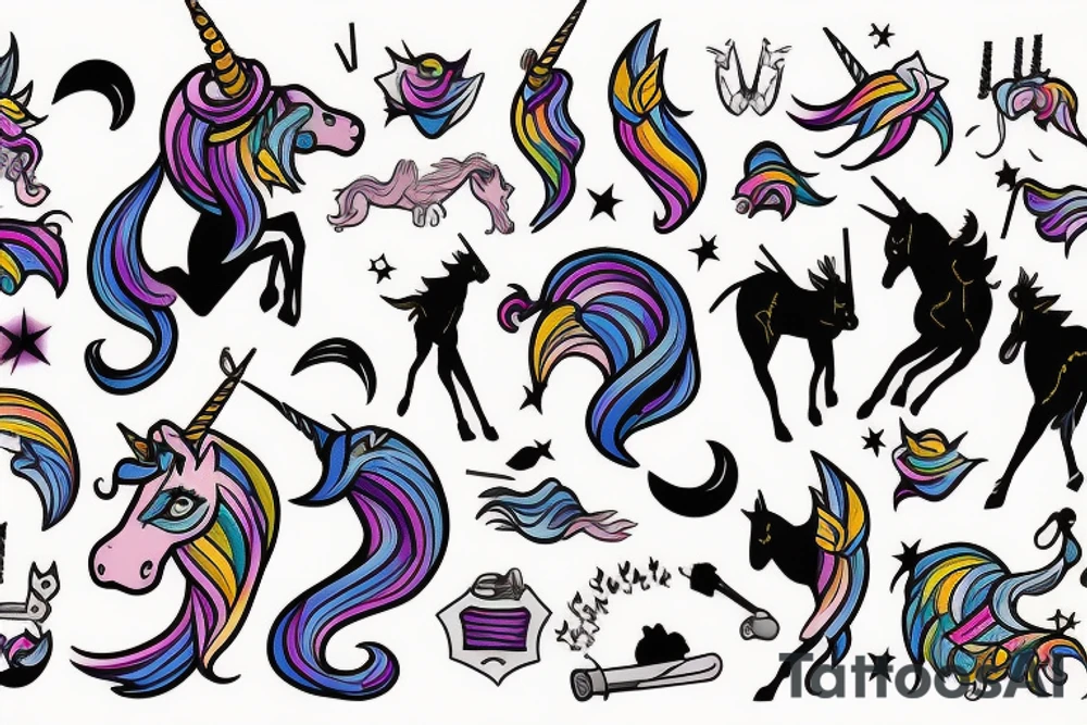 unicorn kills himself with his horn tattoo idea