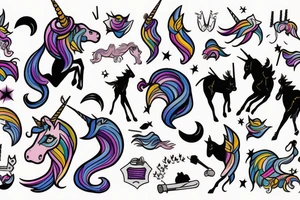 unicorn kills himself with his horn tattoo idea