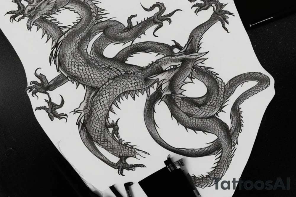 A feet shaped dragon wrapped in vines, roots and leaves tattoo idea