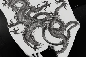 A feet shaped dragon wrapped in vines, roots and leaves tattoo idea